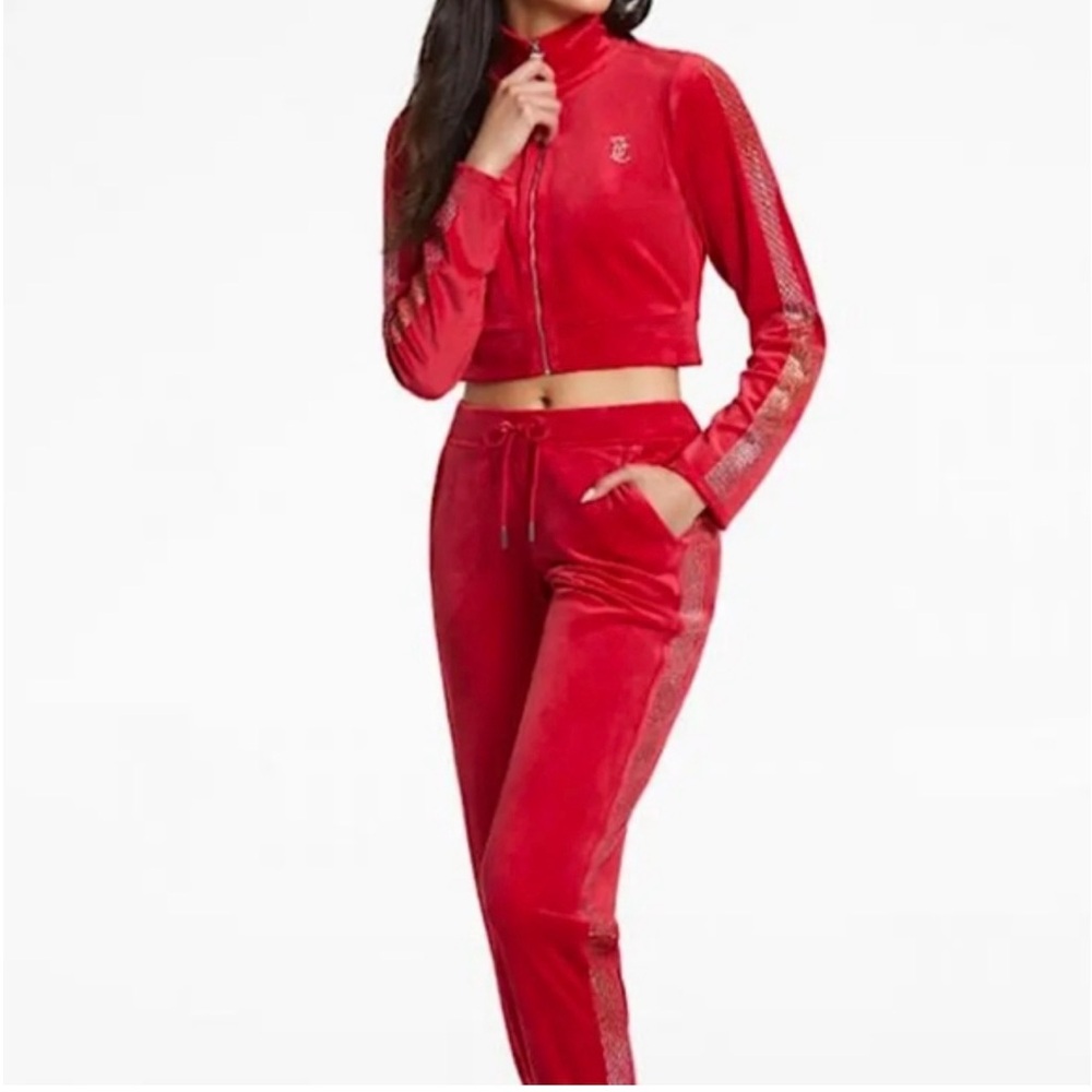 Juicy Couture velour red jogger and tracksuit matching set!